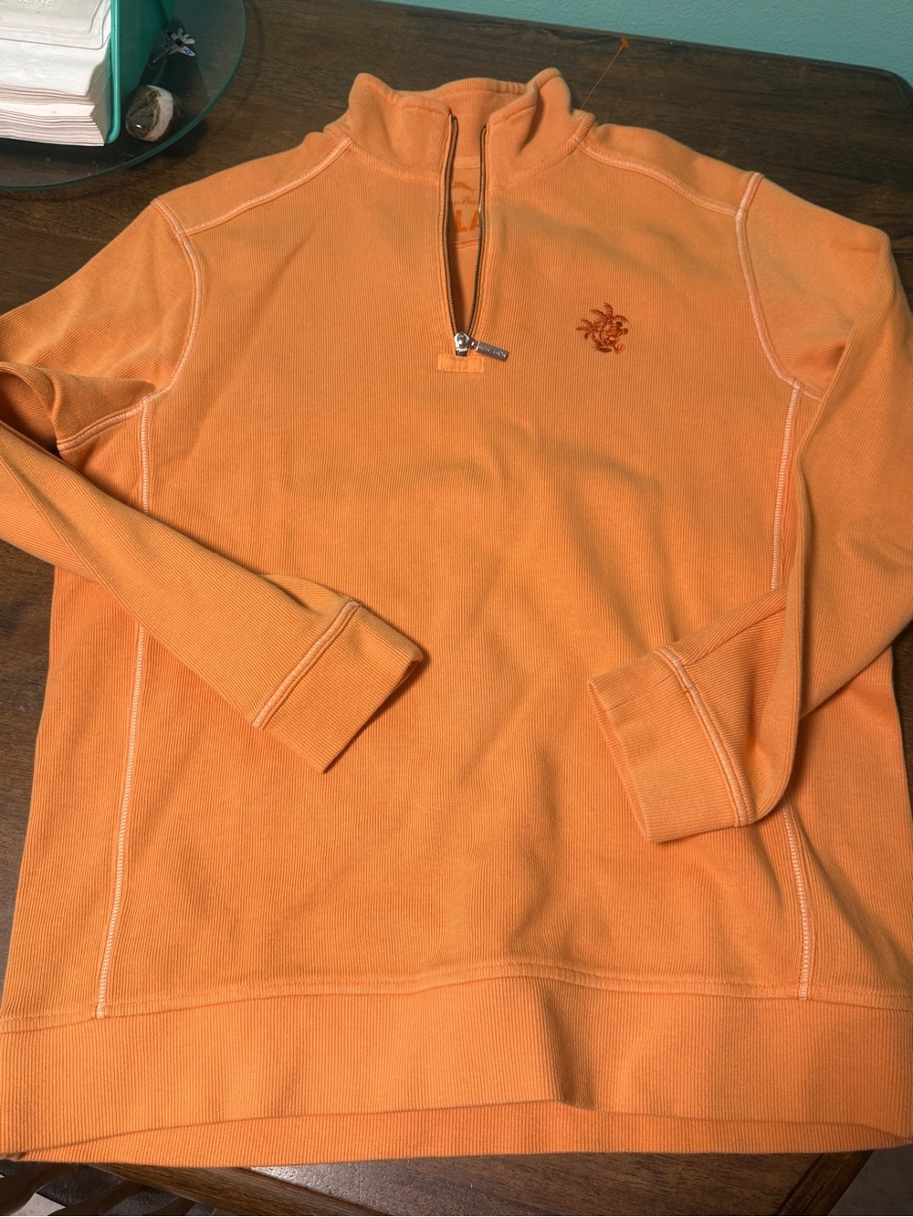 Tommy Bahama Orange Mickey logo Relax Half-Zip Sweatshirt